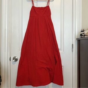 XS Petite Abercrombie & Fitch Red Empire Waist Midi Dress